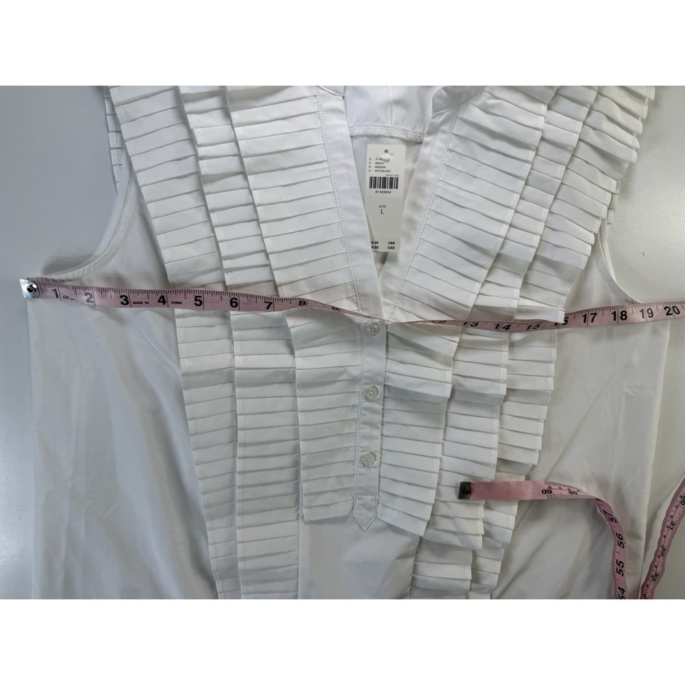 Maeve Anthropologie White Sleeveless Ruffled Blouse Large New - Picture 11 of 14